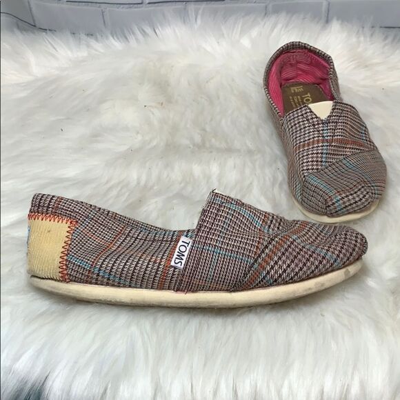 Toms Plaid Canvas Comfort Shoes Size 6.5 - Picture 1 of 6